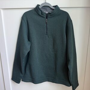 Peter Millar Men's Dark Green Quarter-Zip Fleece Sweater